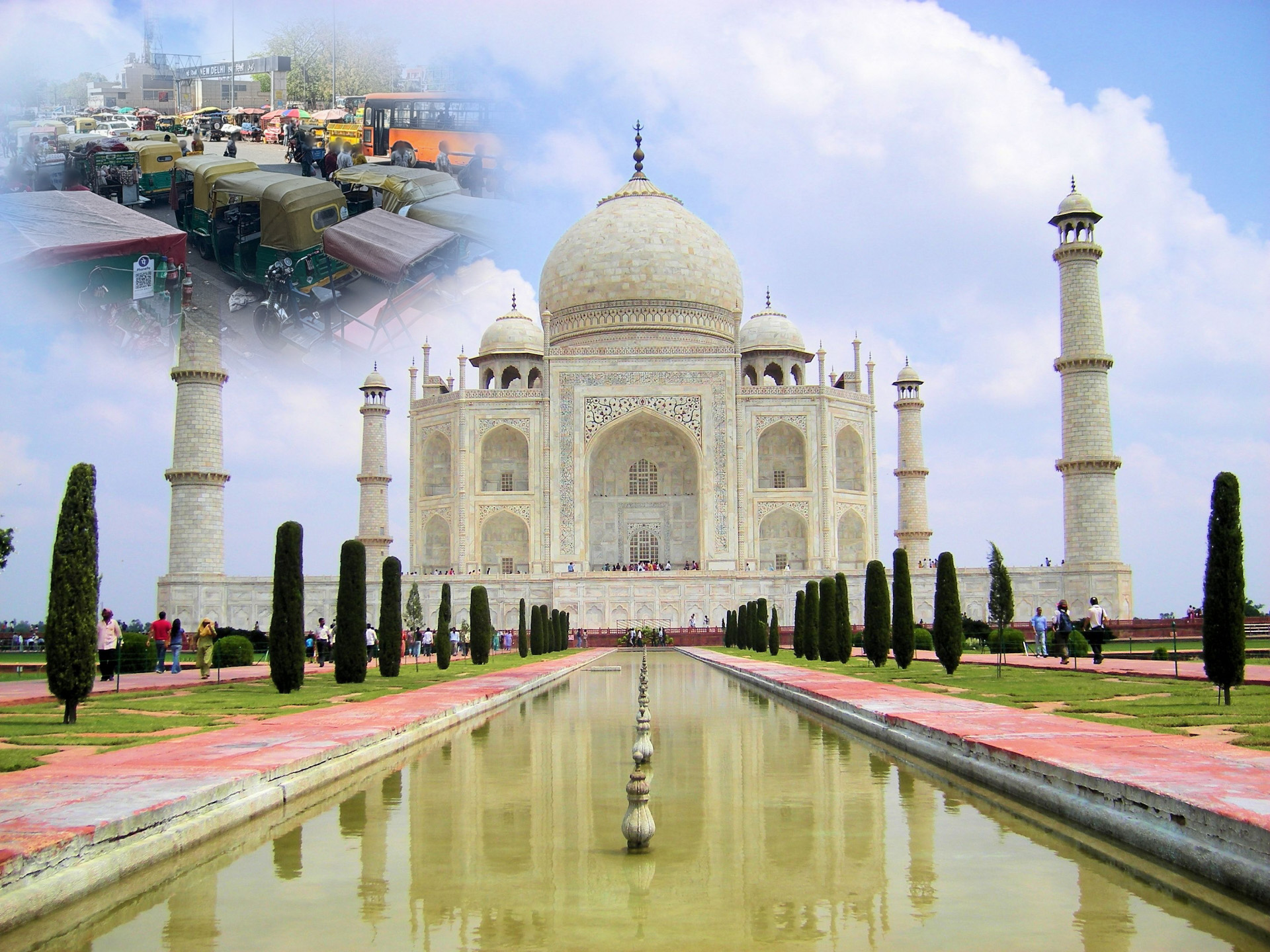 タージマハルとインドの混雑イメージ